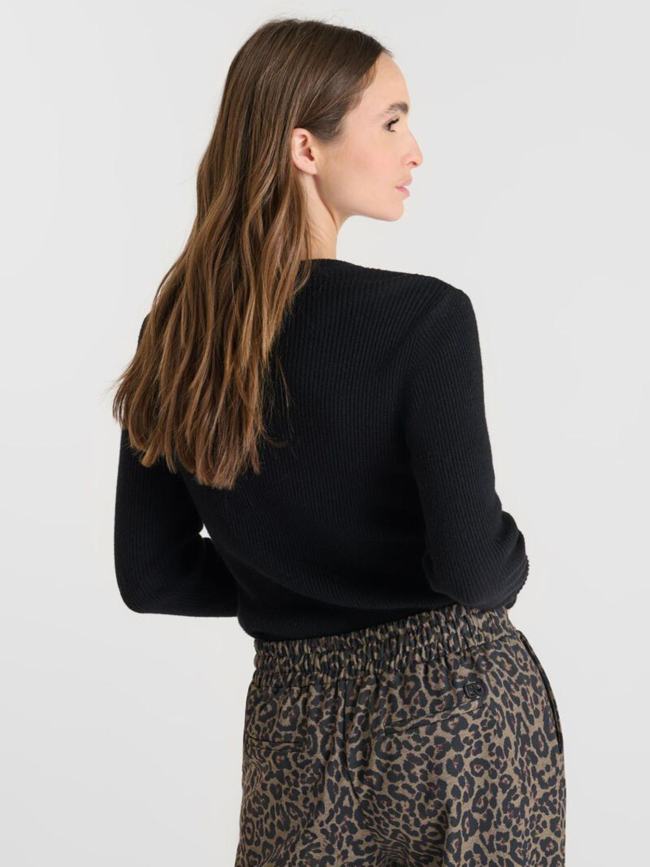 Pull côtelé stefy noir femme - Le Temps Des Cerises