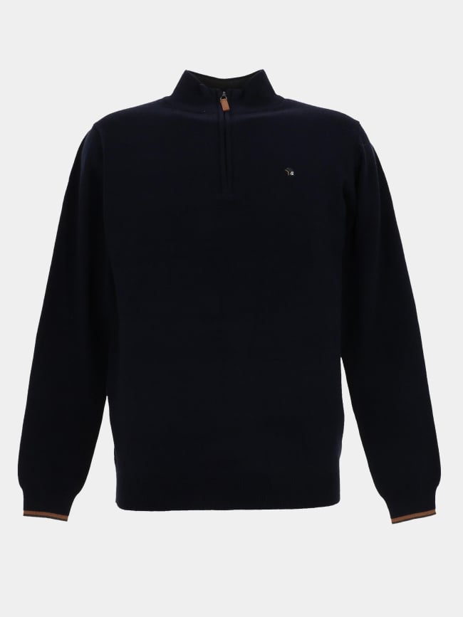 Pull col zippé floxtopo bleu marine homme - Benson & Cherry