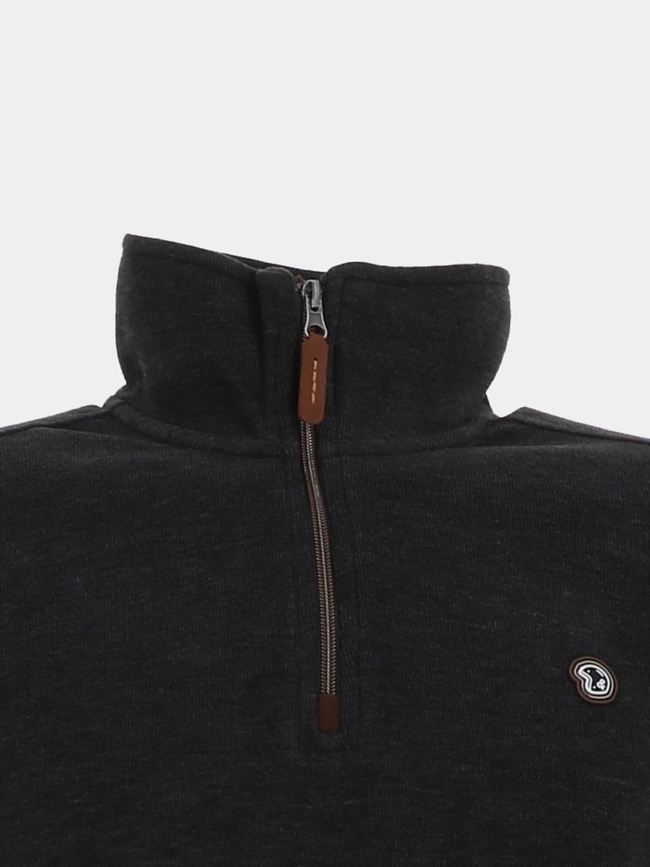 Sweat col zippé mojito gris anthracite homme - Benson & Cherry