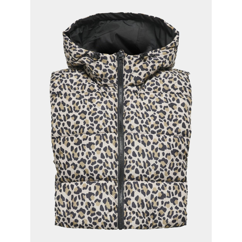 Capuche zippée réversible léopard noir femme - Only