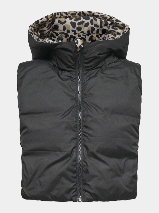 Capuche zippée réversible léopard noir femme - Only