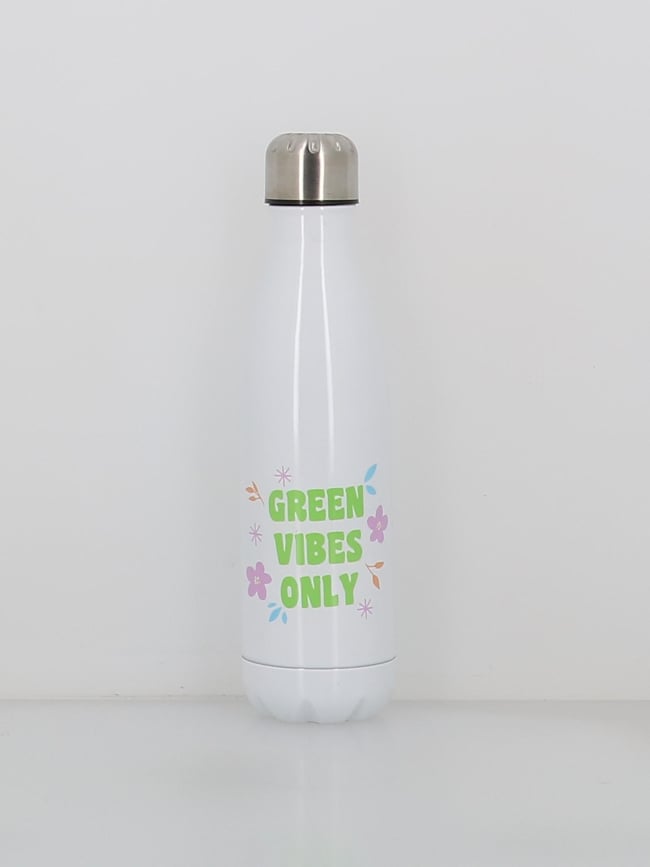 Gourde isotherme green vibes only 500ml blanc - Stc