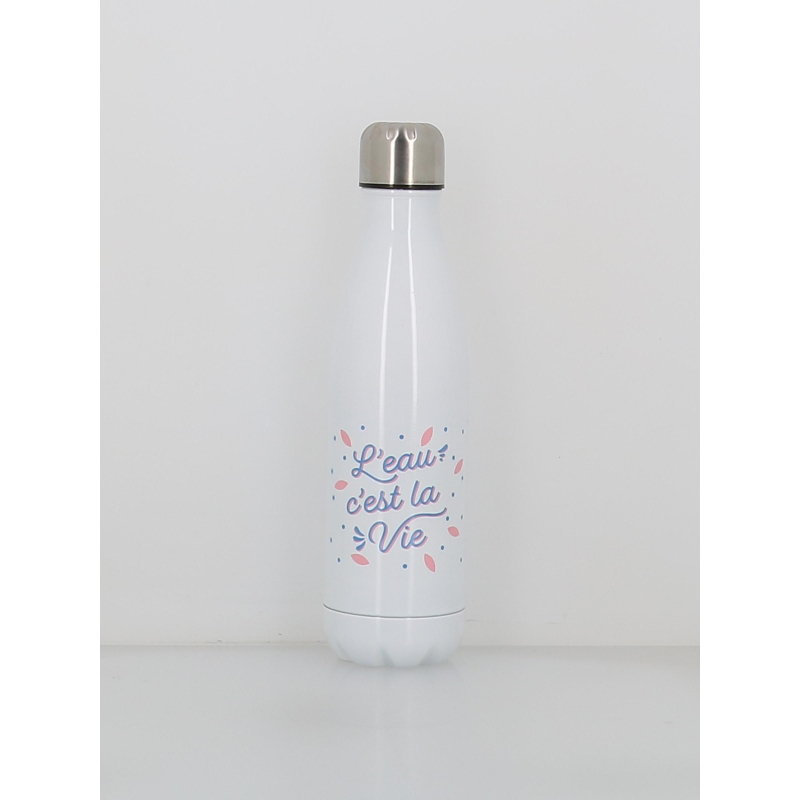 Gourde isotherme l'eau c'est la vie 500ml blanc - Stc