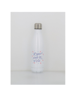 Gourde isotherme l'eau c'est la vie 500ml blanc - Stc