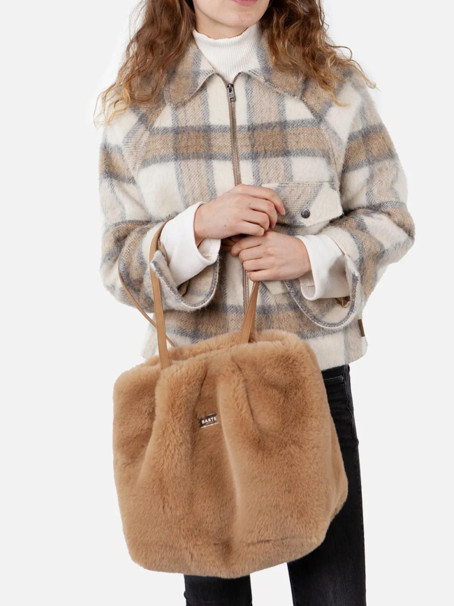 Sac tote bag en fausse fourrure djupa marron femme - Barts