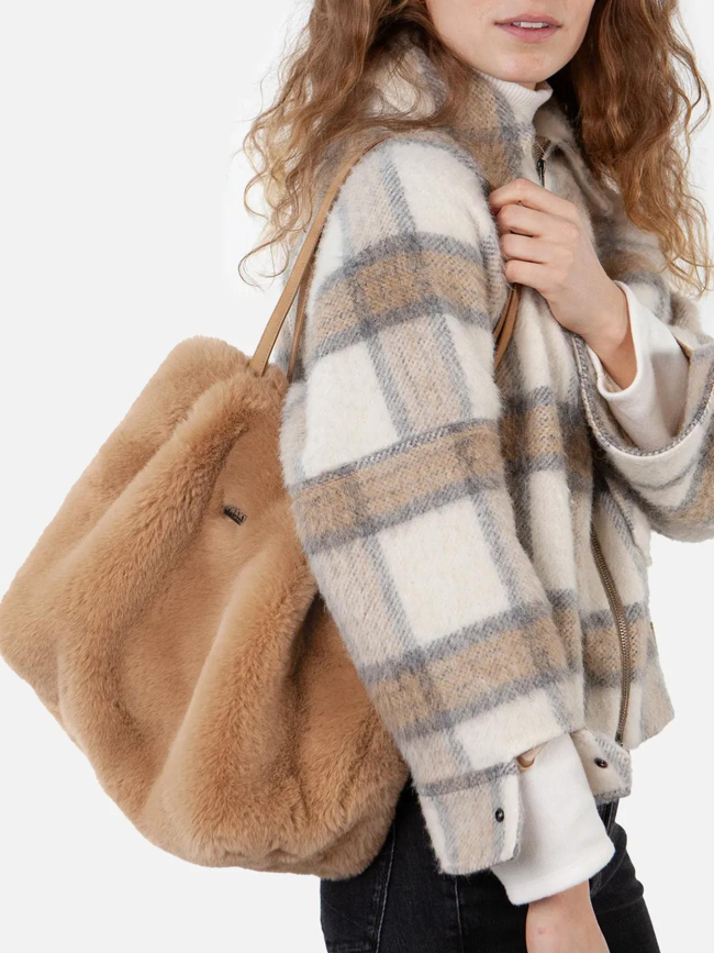 Sac tote bag en fausse fourrure djupa marron femme - Barts