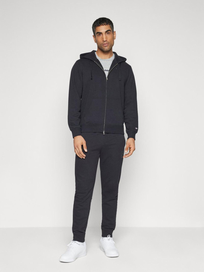 Sweat à capuche zippé uni noir homme - Champion