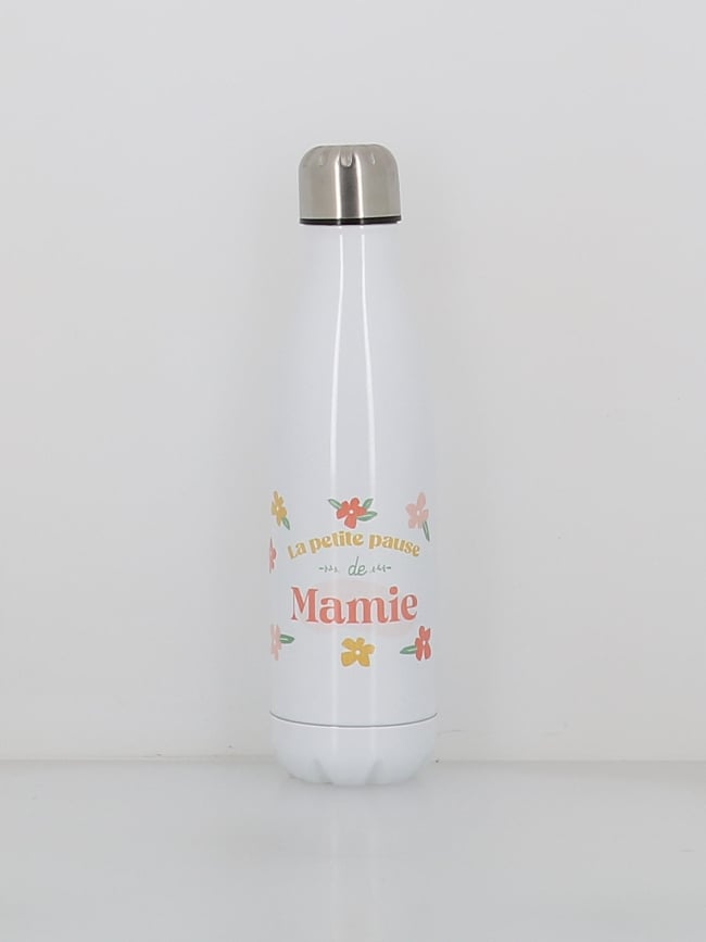 Gourde isotherme petite pause de mamie 500ml blanc - Stc
