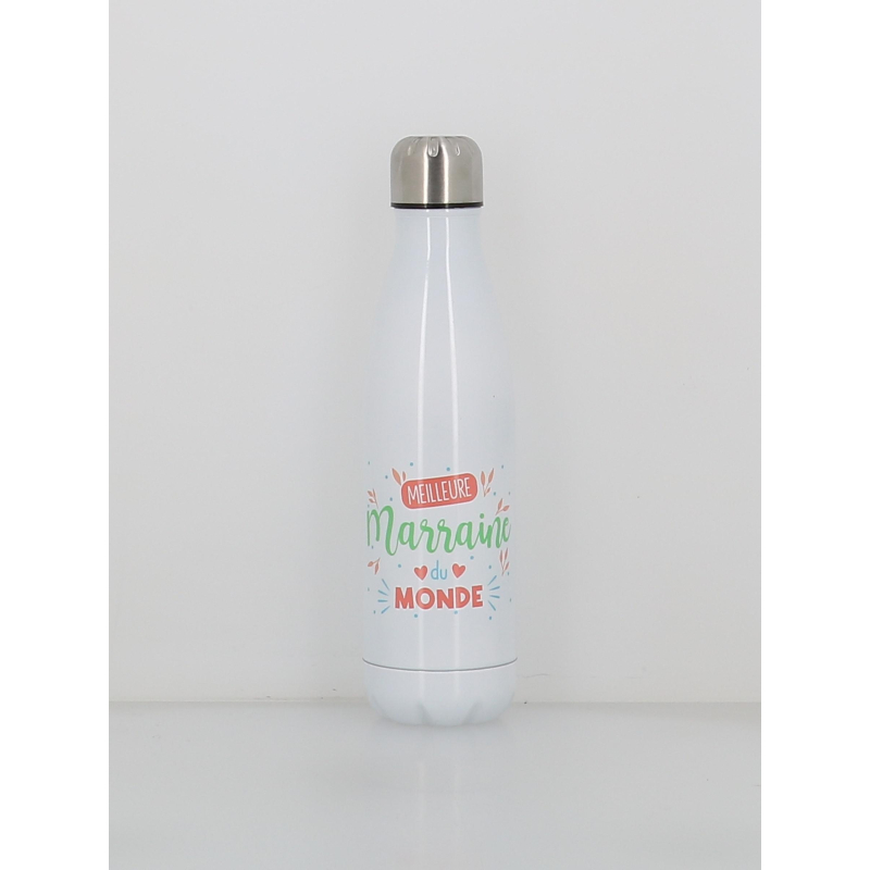 Gourde isotherme meilleur marraine 500ml blanc - Stc