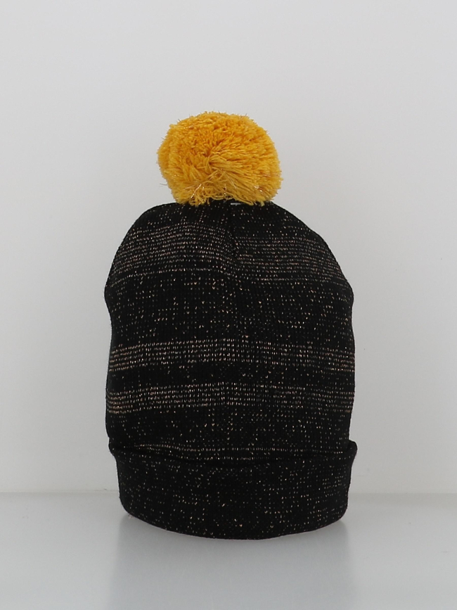 Bonnet à pompon champ et paillettes noir femme - Stc