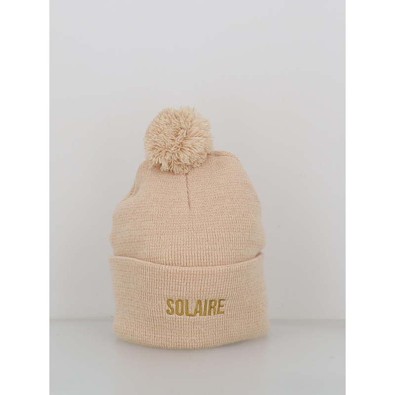 Bonnet pompon pailleté solaire beige femme - Stc