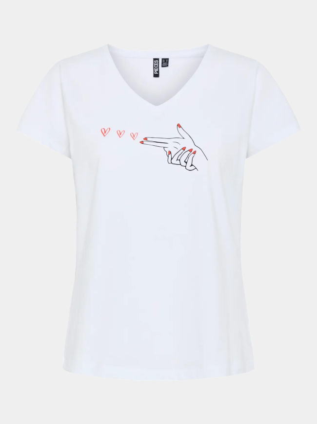 T-shirt col v serima bright blanc femme - Pieces