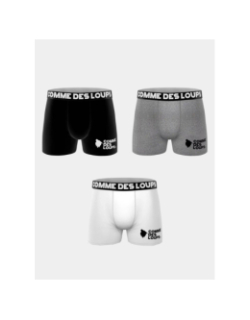Lot de 3 boxers en coton blanc gris et noir homme - Comme Des Loups
