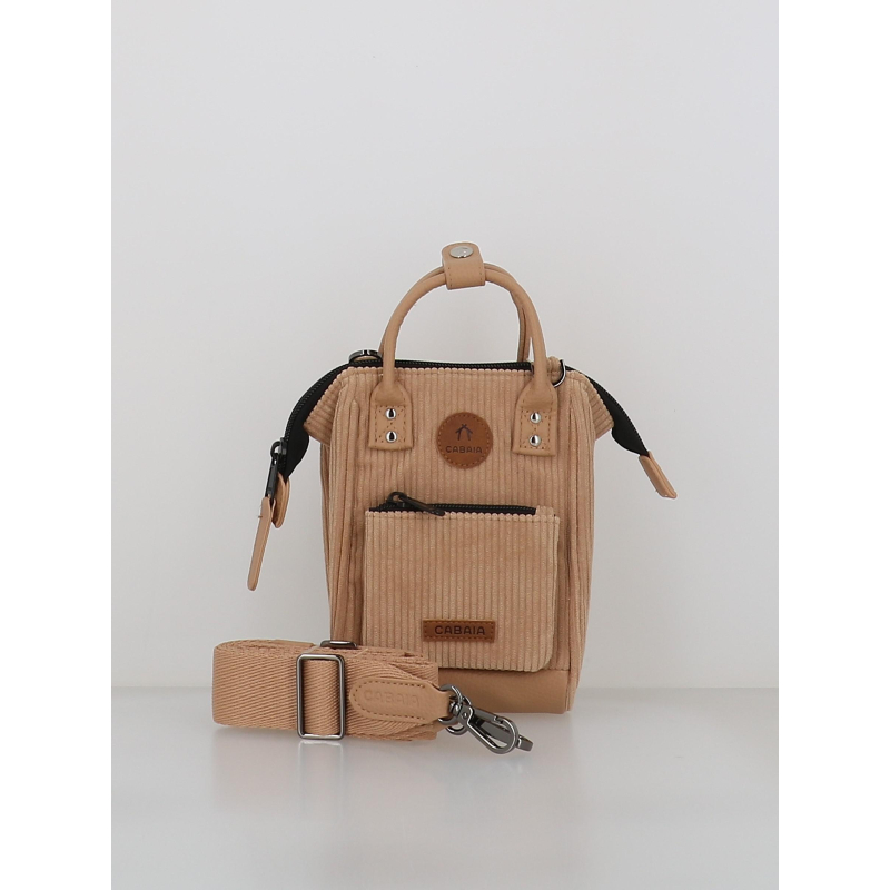 Sac bandoulière nano velours côtelé luxor beige - Cabaïa
