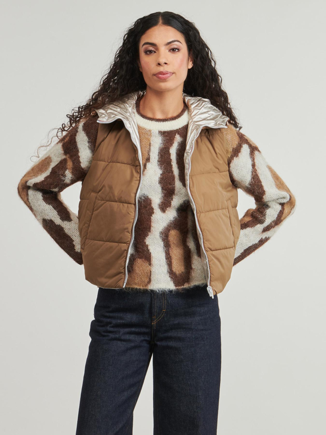Doudoune sans manche réversible fry marron femme - Only