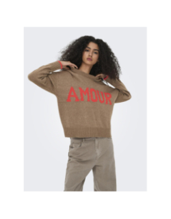 Pull en maille onlnew amour marron femme - Only