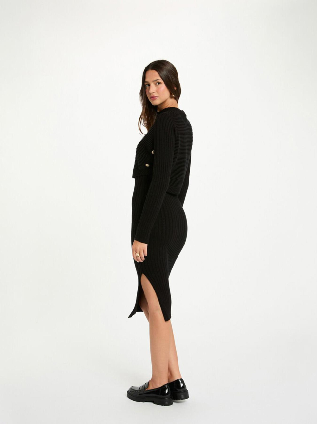 Robe pull 3/4 cintrée noir femme - Morgan