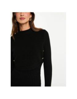 Robe pull 3/4 cintrée noir femme - Morgan