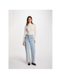 Pull fin ajusté à col roulé menthyo écru femme - Morgan