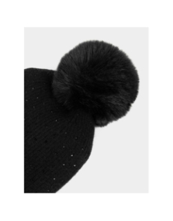 Bonnet avec strass et pompon noir femme - Morgan