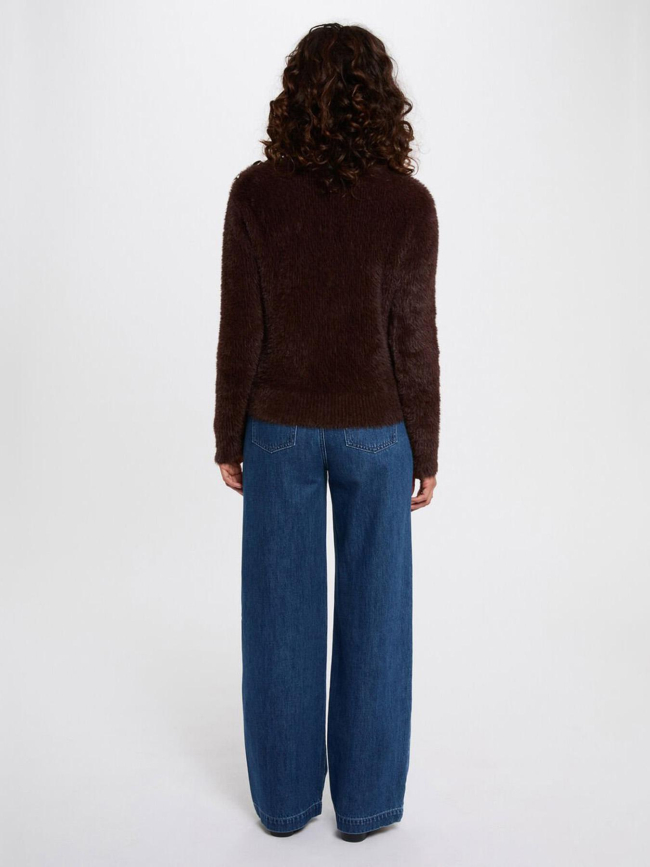 Pull court ajusté mfenny marron foncé femme - Morgan