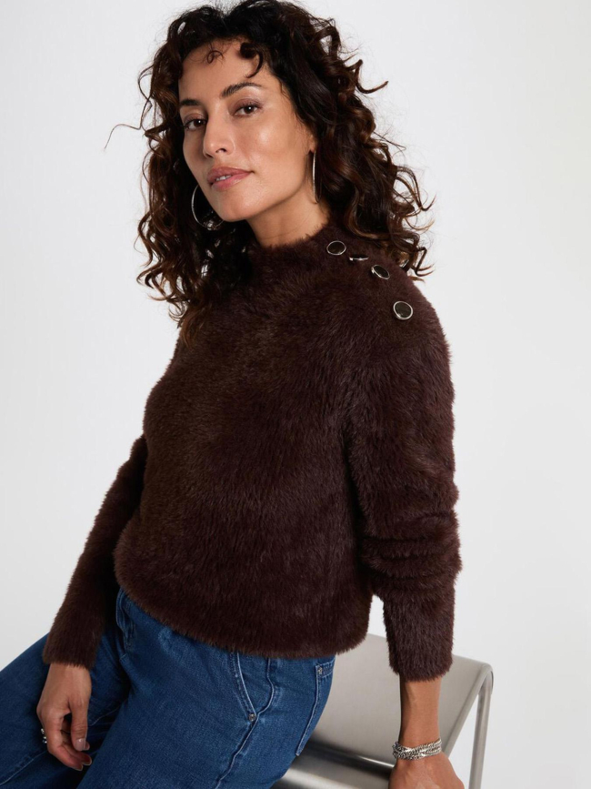 Pull court ajusté mfenny marron foncé femme - Morgan