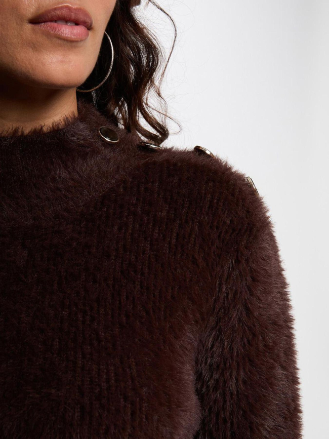 Pull court ajusté mfenny marron foncé femme - Morgan