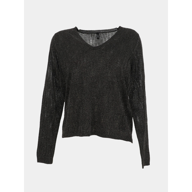 Pull fin en maille brillant à col v onlmella anthracite femme - Only
