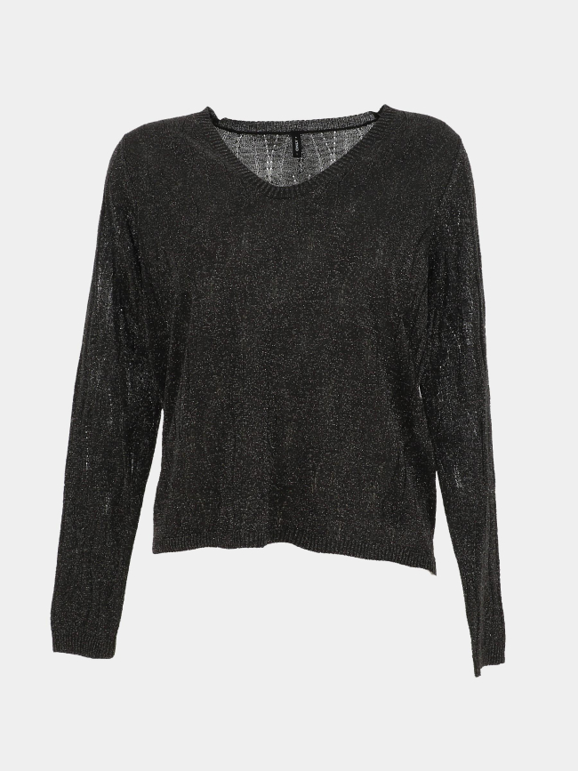 Pull fin en maille brillant à col v onlmella anthracite femme - Only