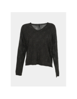 Pull fin en maille brillant à col v onlmella anthracite femme - Only