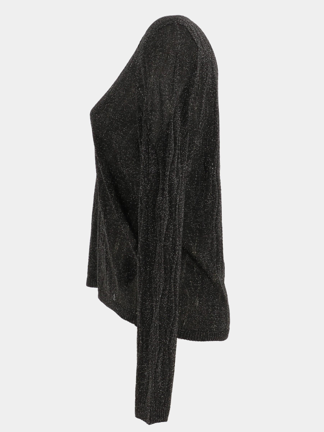 Pull fin en maille brillant à col v onlmella anthracite femme - Only