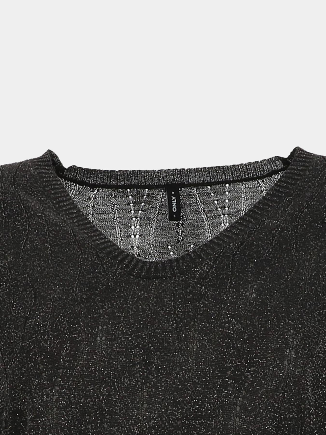 Pull fin en maille brillant à col v onlmella anthracite femme - Only