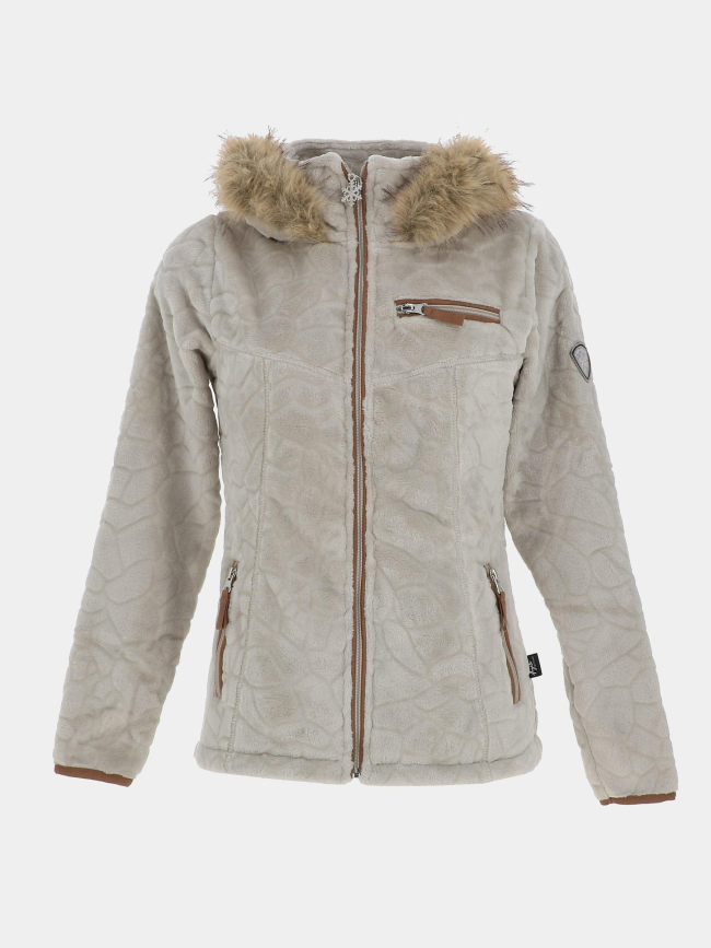 Veste polaire à capuche innsbruck beige femme - Angele Sportswear