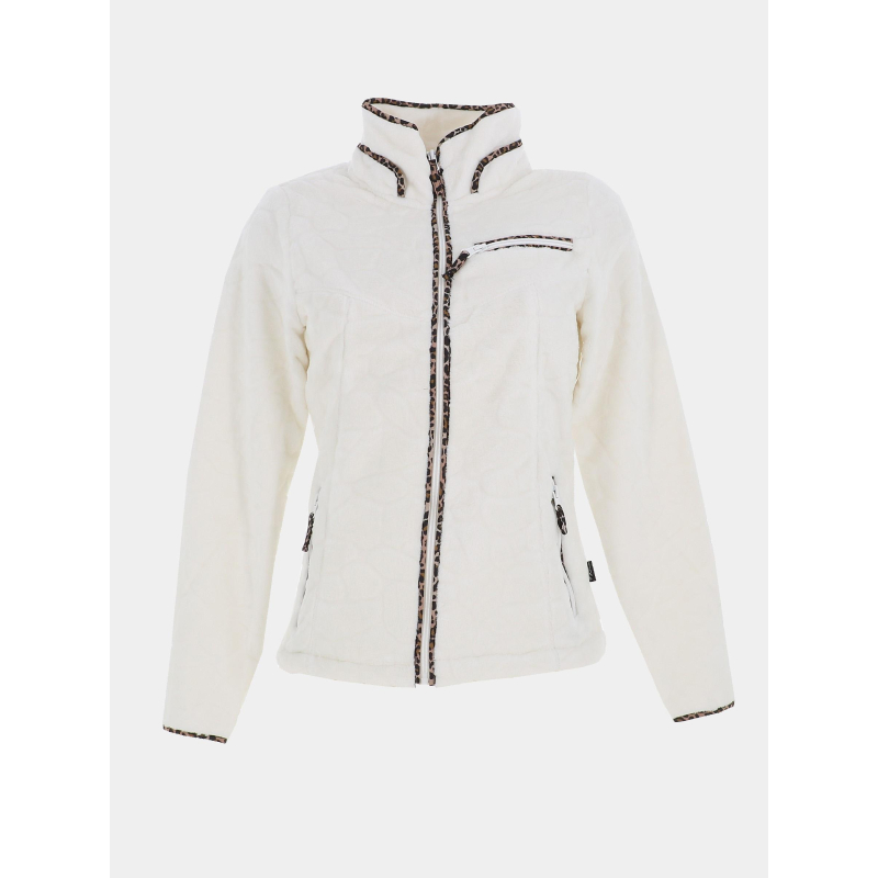 Veste polaire à motif léopard mireille blanc femme - Angele Sportswear