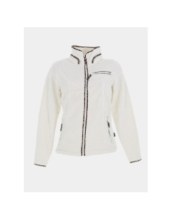 Veste polaire à motif léopard mireille blanc femme - Angele Sportswear
