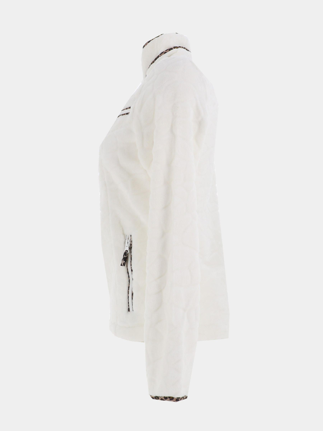 Veste polaire à motif léopard mireille blanc femme - Angele Sportswear