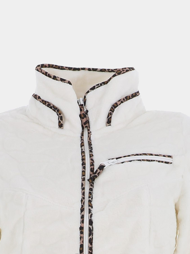Veste polaire à motif léopard mireille blanc femme - Angele Sportswear