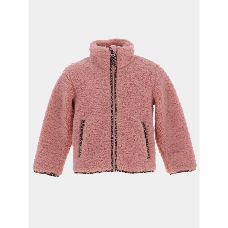 Veste polaire à motif léopard colinne rose fille - Angele Sportswear