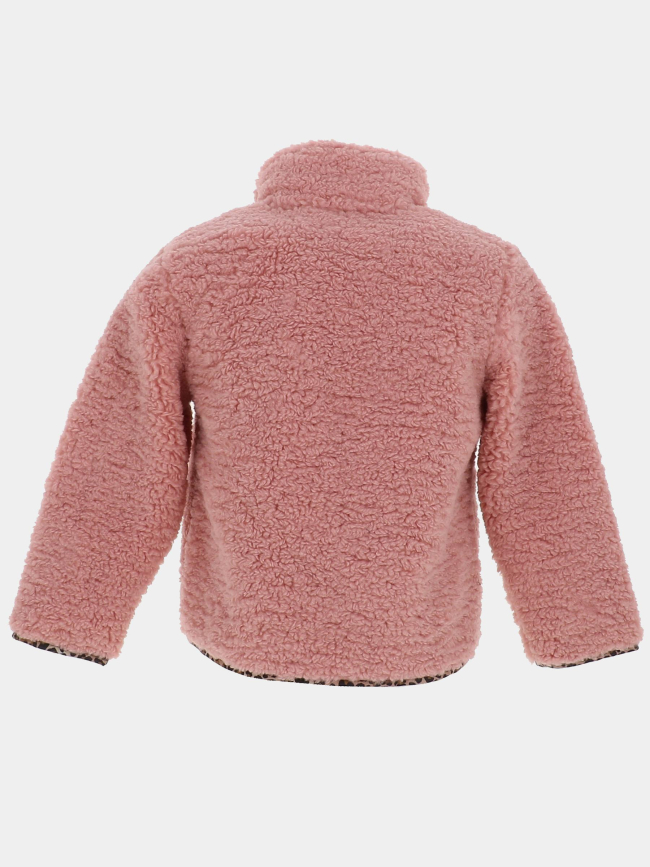 Veste polaire à motif léopard colinne rose fille - Angele Sportswear