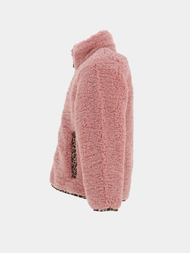 Veste polaire à motif léopard colinne rose fille - Angele Sportswear