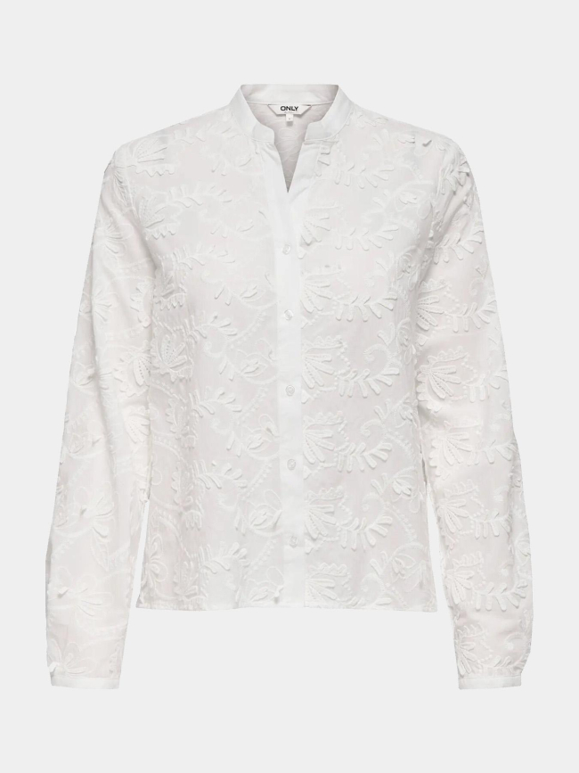 Chemisier broderie carmen blanc femme - Only