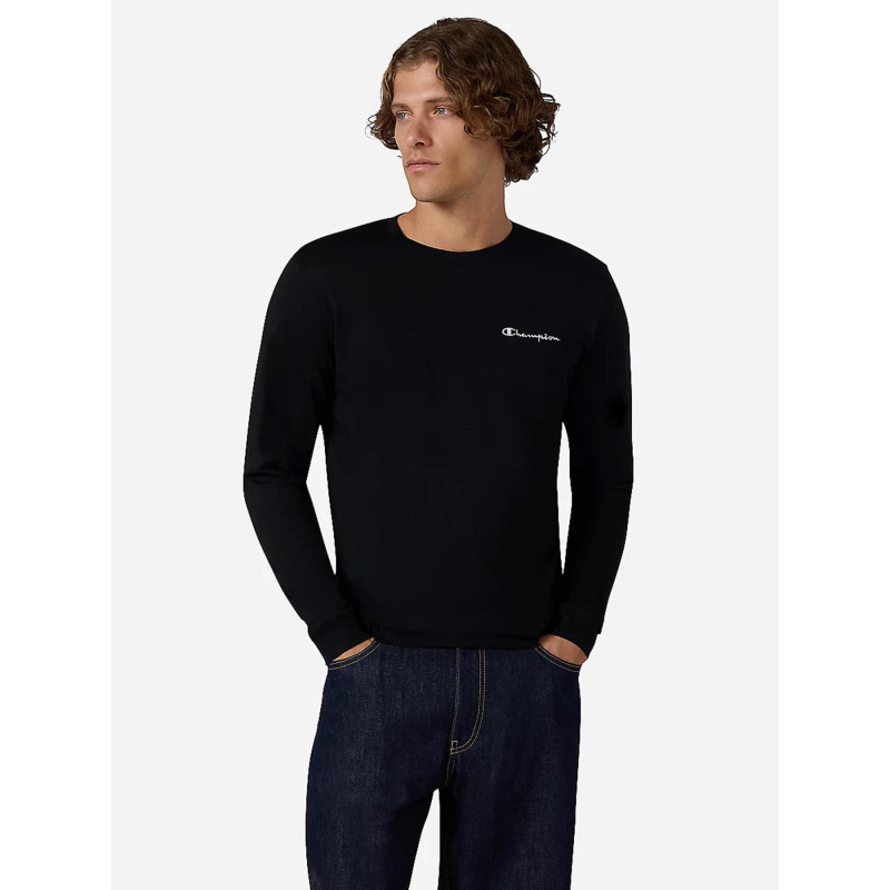 T-shirt à manches longues et logo brodé noir enfant - Champion