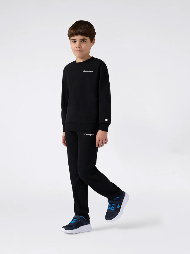 Sweat à col rond logo brodé noir enfant - Champion