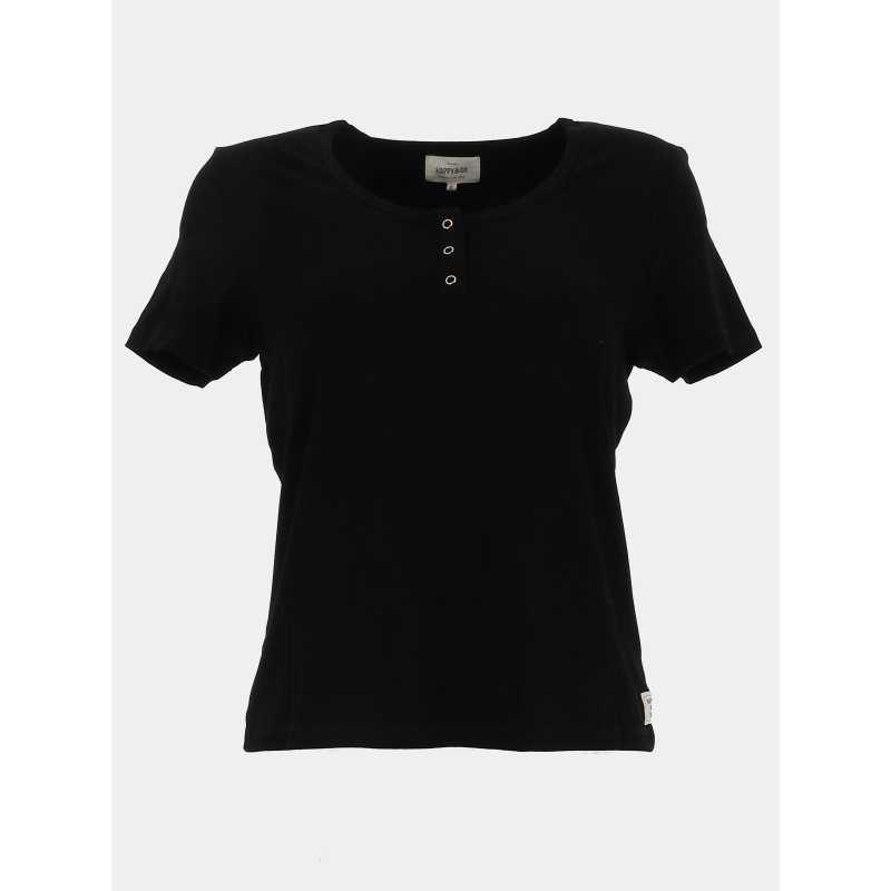 T-shirt côtelé regular léa noir femme - Happy & So