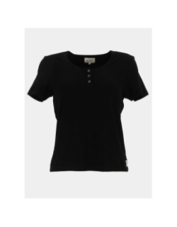 T-shirt côtelé regular léa noir femme - Happy & So