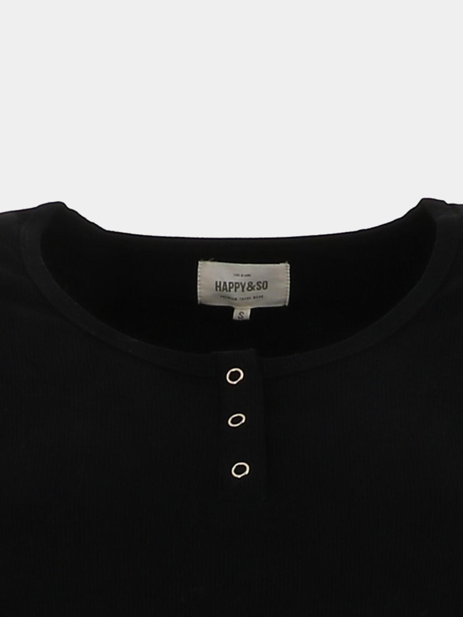 T-shirt côtelé regular léa noir femme - Happy & So