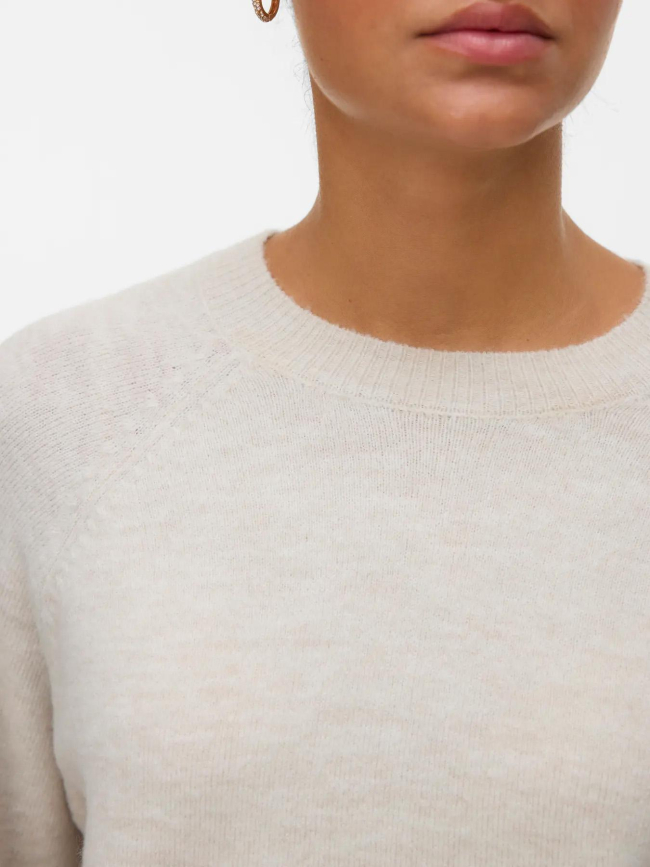 Pull en maille à manche 3/4 vmlefile beige femme - Vero Moda