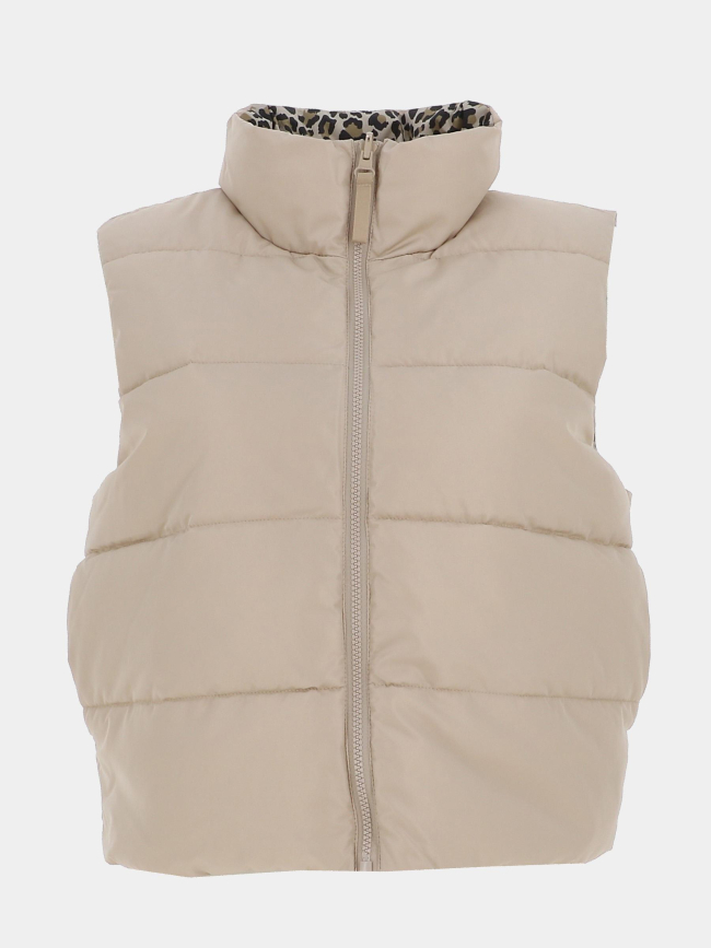 Doudoune sans manches réversible léopard beige femme - Only