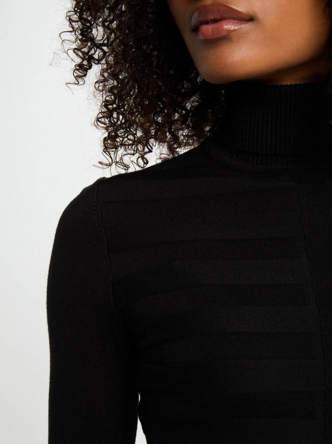 Pull fin ajusté à col roulé menthyo noir femme - Morgan