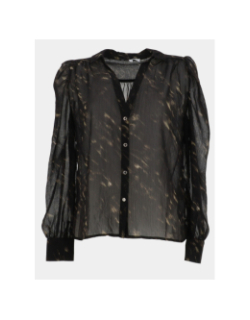Blouse à col v imprimé cood.f noir et marron femme - Morgan